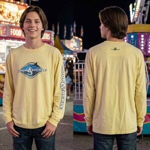 Hook Tackle Shirt Mens M Yellow Long Sleeve Fishing Sun Protection Graphic Tee